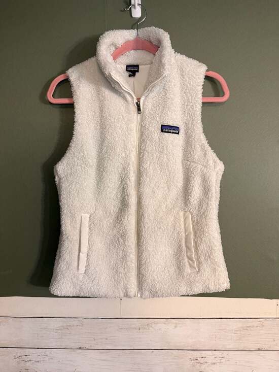 Patagonia Jackets & Blazers - Patagonia Los Gatos Fleece Vest Womens Small Cream White Full Zip P-6 Logo 25221